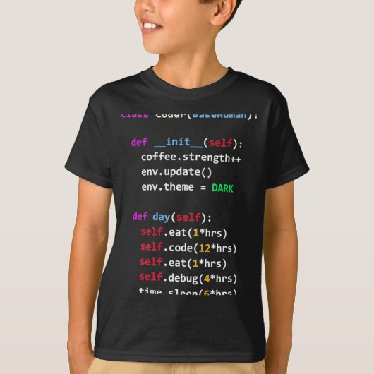 Grappige Code Python Cl Eten Code Slapen T-shirt (Voorkant)