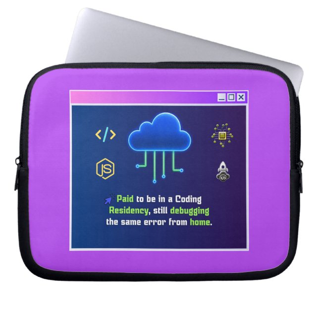 Grappige Codeer Residency, Retro Synthwave Neon Ha Laptop Sleeve (Voorkant)