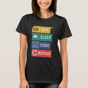 Grappige Coder Programmeur Coding Eet Slaap Code R T-shirt