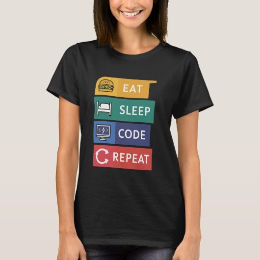 Grappige Coder Programmeur Coding Eet Slaap Code R T-shirt (Voorkant)