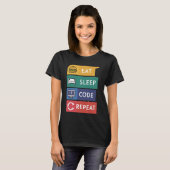 Grappige Coder Programmeur Coding Eet Slaap Code R T-shirt (Voorkant volledig)