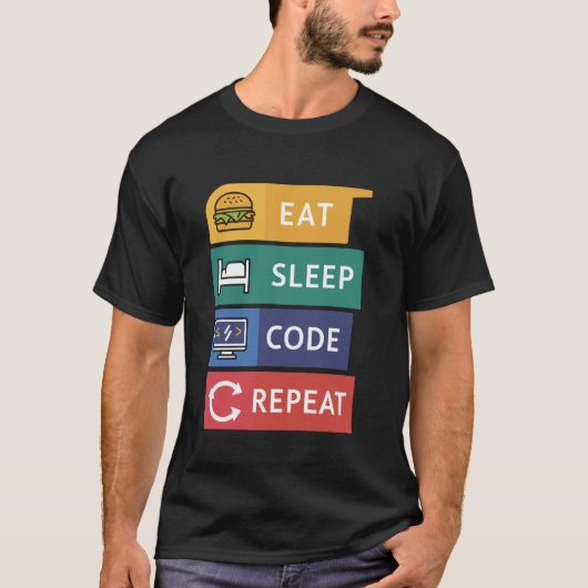 Grappige Coder Programmeur Coding Eet Slaap Code R T-shirt (Voorkant)