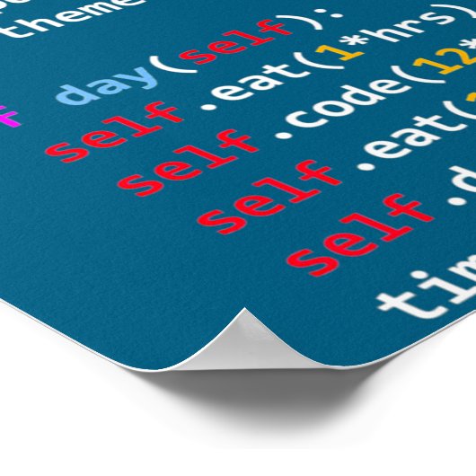 Grappige Codering Python Cl Eten Code Slaap Poster (Hoek)