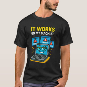 Grappige coderingsfout grap blauw cartoon minimali t-shirt