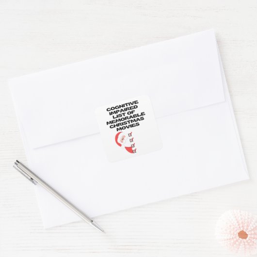 Grappige Cognitive Christmas Movie List Vierkante Sticker (Envelop)