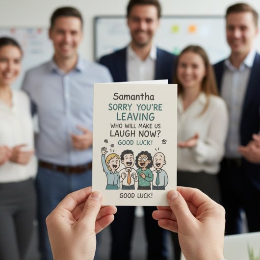 Grappige collega afscheid werk vriend weggaand kaart