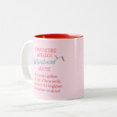 Grappige collega Roze Kerstmis Tweekleurige Koffiemok (Voorkant links)