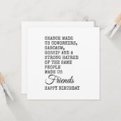 Grappige collega verjaardag Kaart - Sarcasme (Voorkant / Achterkant in situ)