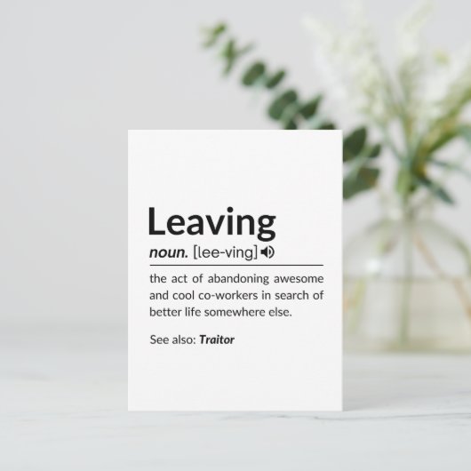 Grappige collega vertrekt briefkaart (Staand voorkant)