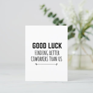 Grappige collega vertrekt voor hem briefkaart