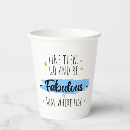 Grappige collega vertrekt, weg voor collega papieren bekers (Voorkant)