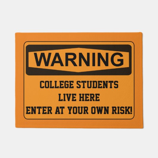 Grappige college deur mat - Voer op eigen risico (Voorkant)
