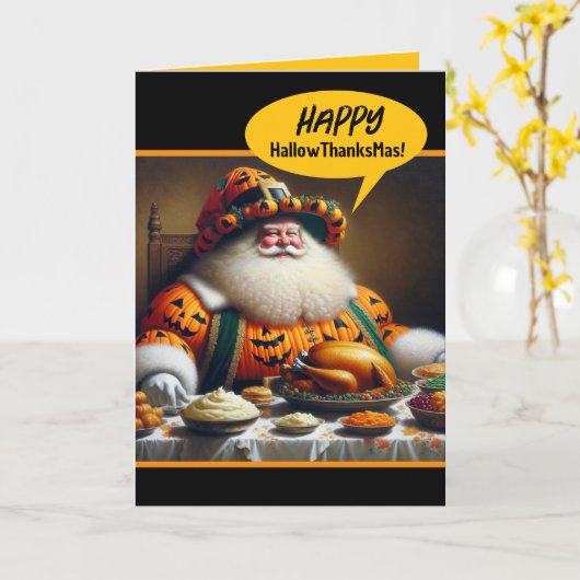 Grappige combinatie Halloween, Thanksgiving en Ker Kaart (Gele Bloem)