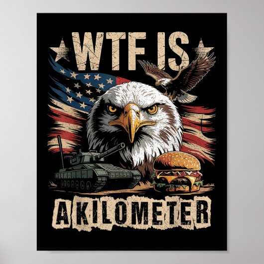 Grappige Combo Meme Eagle Burger Tank WTF is een K Poster (Voorkant)