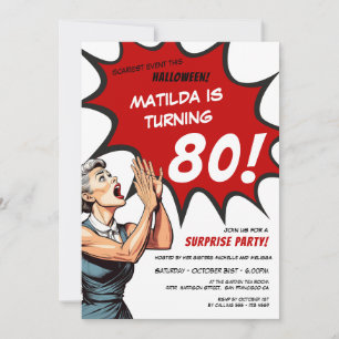 Grappige Comic Halloween Verrassing 80e Verjaardag Kaart