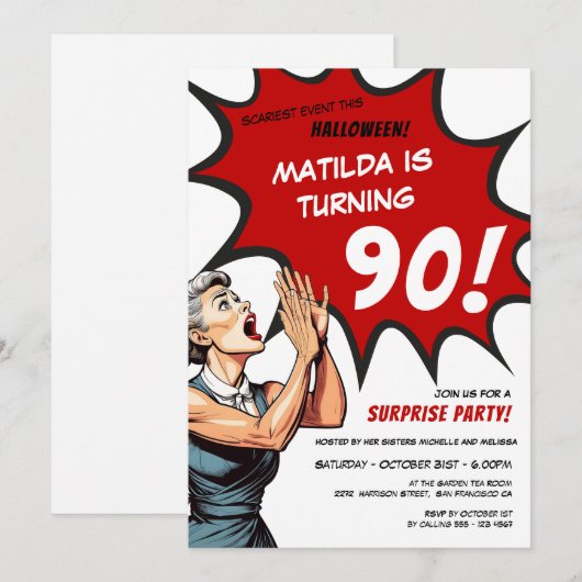 Grappige Comic Halloween Verrassing 90e Verjaardag Kaart (Voorkant / Achterkant)