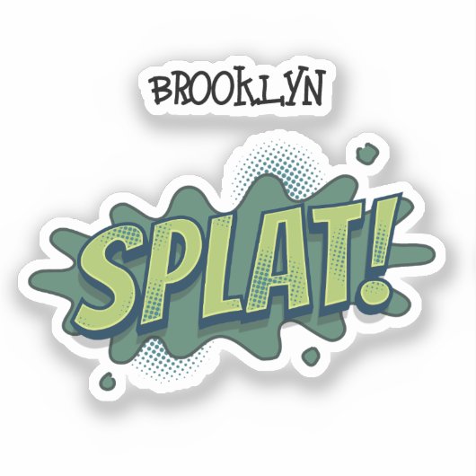 Grappige comic pop art splat typografie sticker (Voorkant)