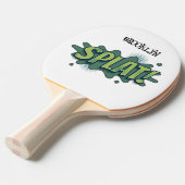 Grappige comic pop art splat typografie tafeltennisbatje (Voorkant Gekanteld)
