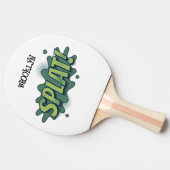 Grappige comic pop art splat typografie tafeltennisbatje (Zijkant)