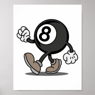 Grappige Comic Snooker biljartspeler 8-ll Poster