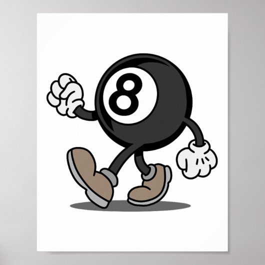 Grappige Comic Snooker biljartspeler 8-ll Poster (Voorkant)