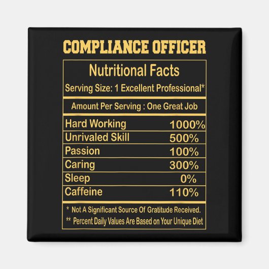 Grappige Compliance Officer Voedingsfeiten Motivat Magneet (Voorkant)