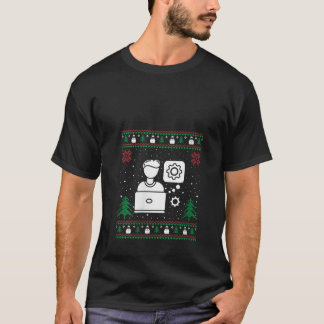 Grappige Computer Engineer Santa Hat Lelijke Kerst T-shirt