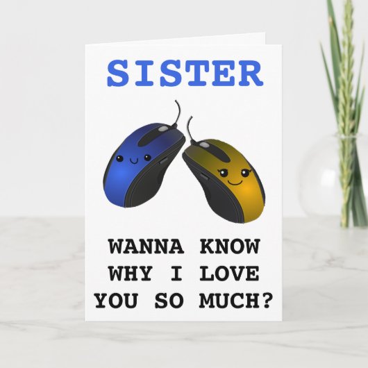 Grappige computer muis Klik Zuster Gelukkige Verja Bedankkaart (Voorkant)