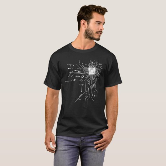 Grappige Computernerd PCB-ontwerp CPU-chip Circuit T-shirt (Voorkant volledig)