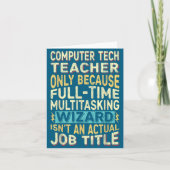 Grappige computertechnologie leraar multitasking t kaart (Voorkant)