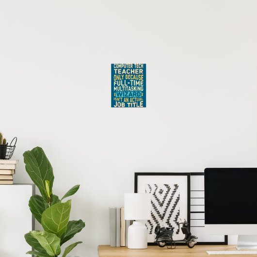 Grappige computertechnologie leraar multitasking t poster (Thuiskantoor)