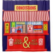 Grappige concessies staan voedsel en Drinken Douchegordijn (Voorkant)