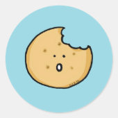 Grappige Cookie Cartoon met Bite Ronde Sticker (Voorkant)