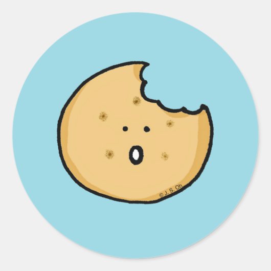 Grappige Cookie Cartoon met Bite Ronde Sticker (Voorkant)