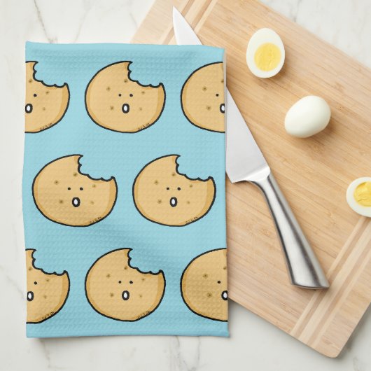 Grappige Cookie Cartoon met Bite Theedoek (Quarter Fold)