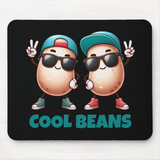 Grappige Cool Beans Draag Petten en Sneakers Muismat (Voorkant)