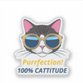 Grappige Cool Cat Purfection Sticker (Voorkant)