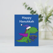 Grappige Cool Dragon en Menorah Happy Chanoeka Art Feestdagenkaart (Staand voorkant)