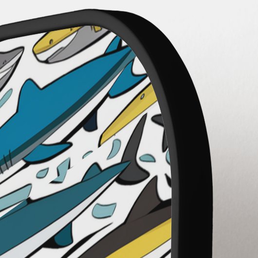 Grappige Cool Shark Print Abstract Pickleball Paddle (Links Detail)