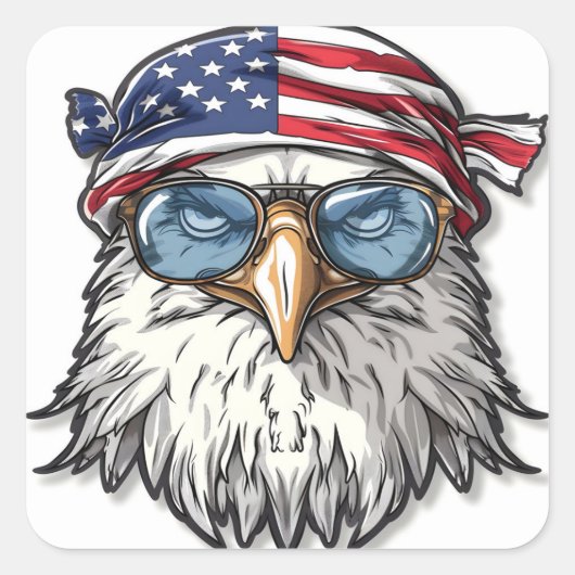 Grappige, coole Amerikaanse arend Vierkante Sticker (Voorkant)