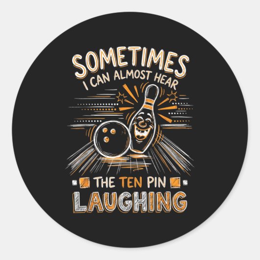 Grappige coole bowling mannen vader bowler leuk ge ronde sticker (Voorkant)