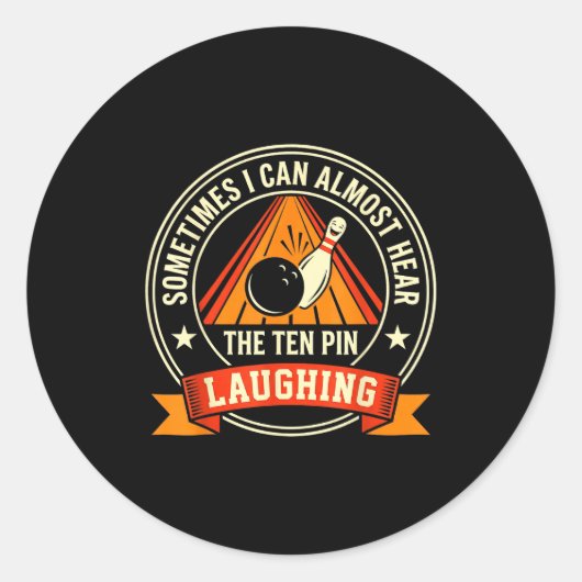 Grappige coole bowling mannen vader bowler leuk ge ronde sticker (Voorkant)
