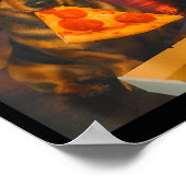 Grappige coole dachshund met pizzapunt meme eten poster (Hoek)