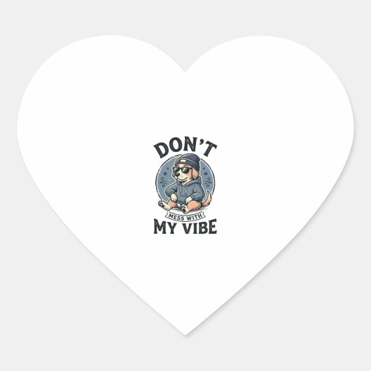 Grappige Coole Hond Vibe Retro Vector T-Shirt Ontw Hart Sticker (Voorkant)