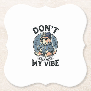 Grappige Coole Hond Vibe Vintage Vector T-Shirt On Kartonnen Onderzetters