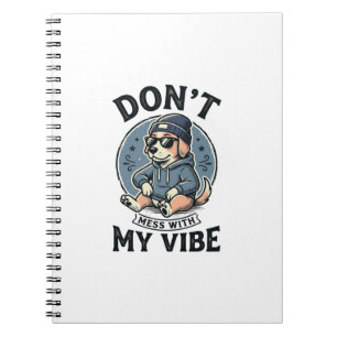 Grappige Coole Hond Vibe Vintage Vector T-Shirt On Notitieboek