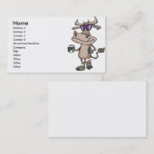 grappige coole koe met schaduwtekenfilm visitekaartje (Voorkant / Achterkant)