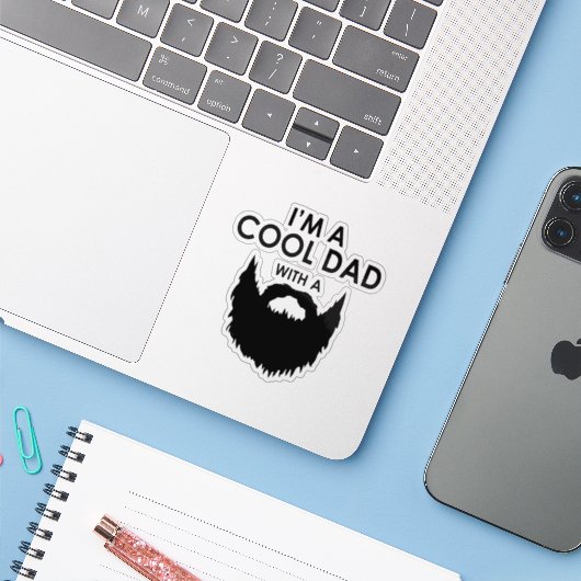 Grappige coole papa baard woorden sticker (Laptop met iPhone)