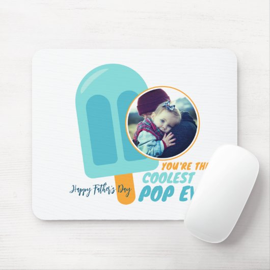 Grappige Coolest Pop Papa Pun Vaderdag Leuke Foto Muismat (Met muis)