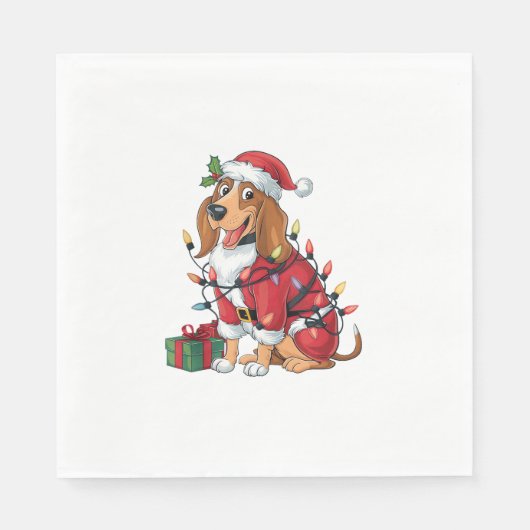 Grappige Coonhound Kerstverlichting Santa Coonhoun Servet (Voorkant)